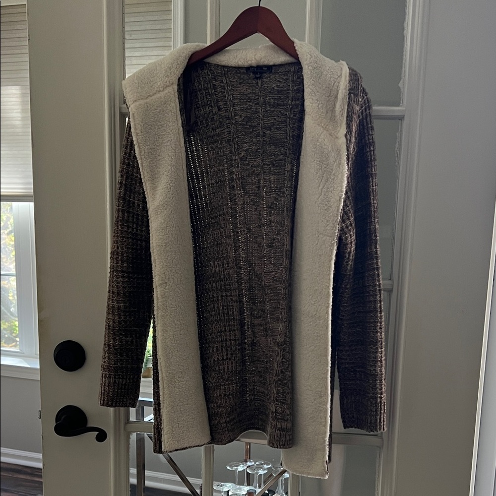 Elegant Brown and Cream Women's Cardigan